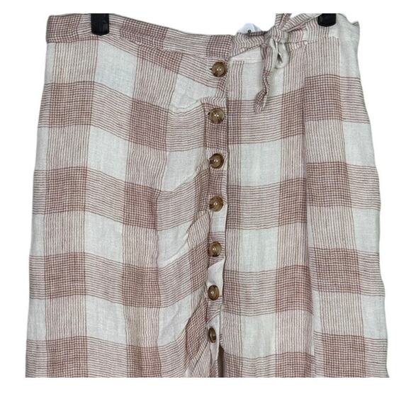 Heartloom Bently High Waist Checker Plaid Skirt Button Tie Coverup S Pink Cream - Picture 3 of 15